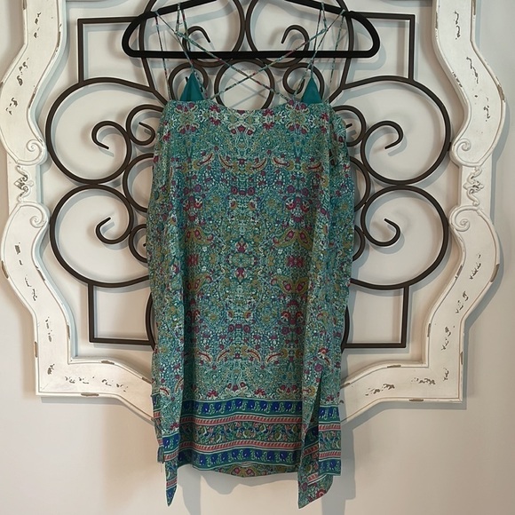 NWOT ANTHROPOLOGIE MAEVE MERET 100% SILK TUNIC TURQUOISE/PINK SIZE 10 - Picture 13 of 13